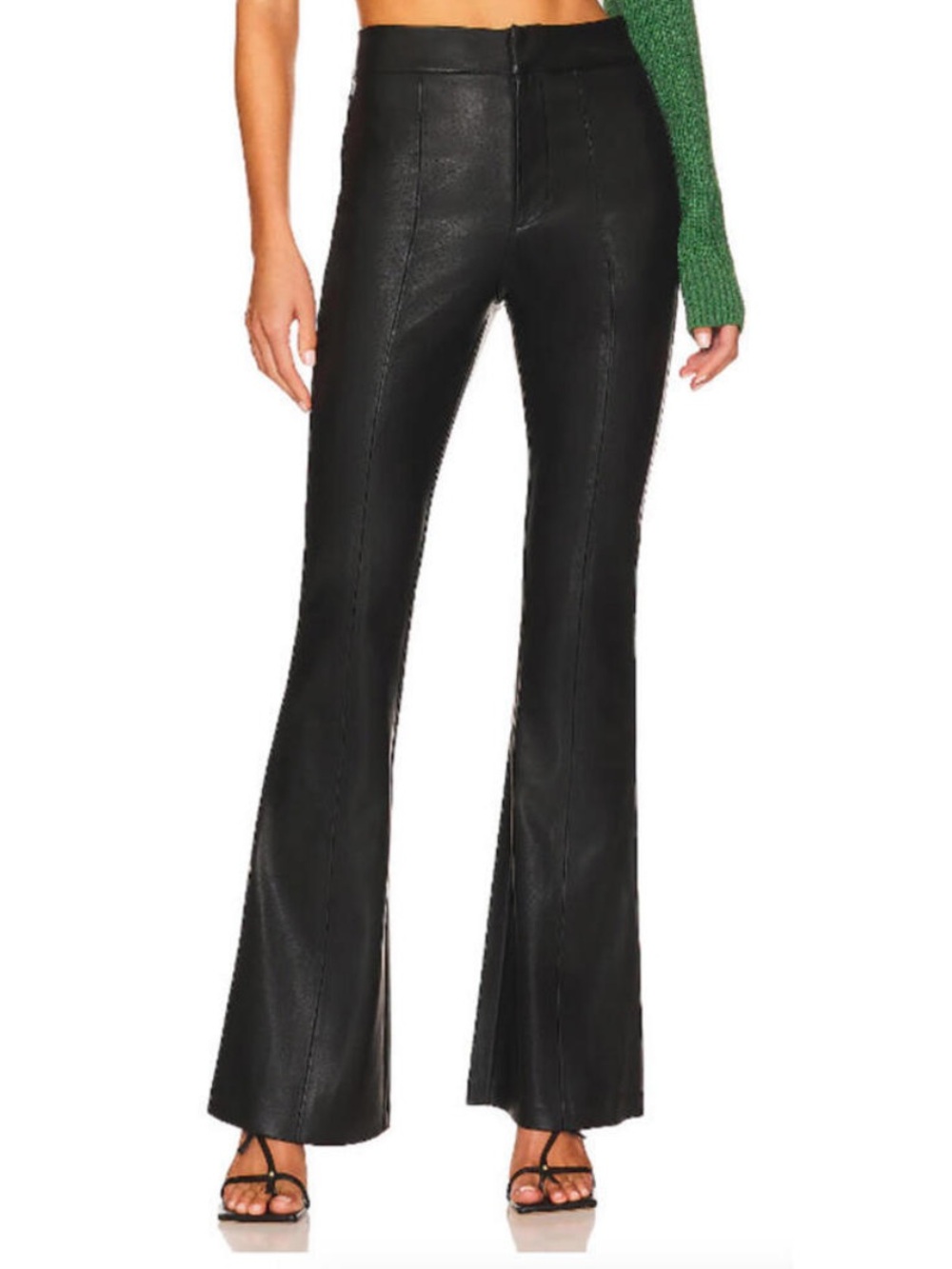 Blank NYC Black Faux Leather High-Waist Flare Pants • 27